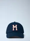 Moncler Monogram Patch Adjustable Baseball Cap In Blue