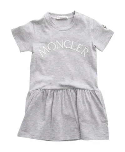 Moncler Embroidered Logo Casual Dress In Gray