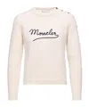Moncler Embroidered Logo Crop Crewneck Sweater In White