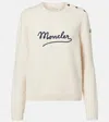 Moncler Embroidered Logo Crop Crewneck Sweater In Neutral