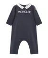 Moncler Embroidered Logo Cotton Bodysuit In Blue