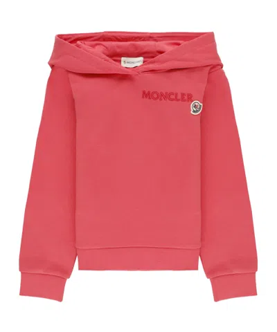Moncler Embroidered Logo Cotton Hoodie In Red