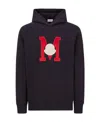 Moncler Embroidered-logo Cotton Hoodie In Blue