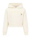 Moncler Embroidered-logo Cotton Hoodie In Nude