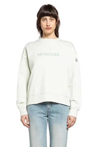 Moncler Embroidered Logo Cotton Sweatshirt In White