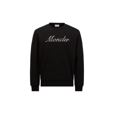 MONCLER EMBROIDERED LOGO COTTON SWEATSHIRT, MEN, BLACK, SIZE: M
