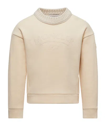 Moncler Embroidered Logo Cotton Sweatshirt In Yellow