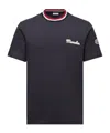 Moncler Cotton Logo Embroidered T-shirt In Blue