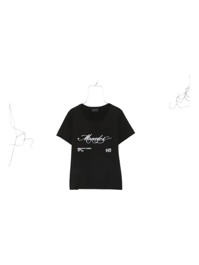 Moncler Short Sleeve Round Neck Graphic Print In Black