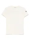 Moncler Embroidered-logo Cotton T-shirt In Neutrals
