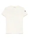 Moncler Embroidered-logo Cotton T-shirt In Neutrals
