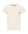Moncler Embroidered-logo Cotton T-shirt In Nude
