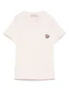 Moncler T-shirt Con Logo Ricamato In Cotone In Pink & Purple