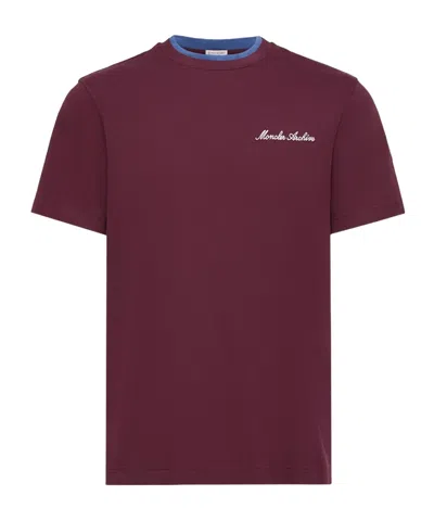 Moncler Embroidered Logo Cotton T-shirt In Purple