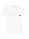 Moncler T-shirt Con Logo Ricamato In Cotone In White