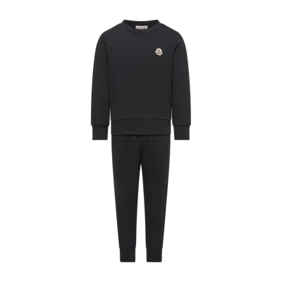 Moncler Kids' Embroidered Logo Cotton Tracksuit, Boys, Blue, Size: 10y In Black