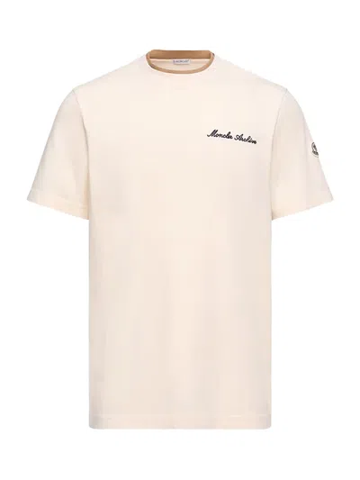 Moncler Embroidered Logo Cotton T-shirt In White