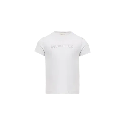 Moncler Kids' Embroidered Logo Cotton T-shirt, Girls, Gray, Size: 8y