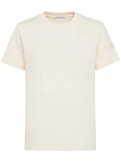 Moncler Embroidered Logo Cotton T-shirt In White