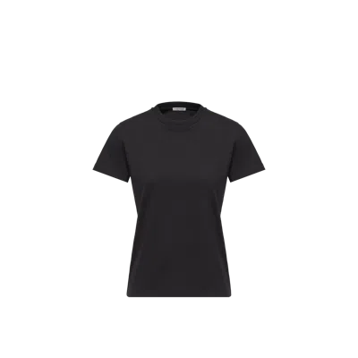 Moncler Cotton Ribbed Crewneck Short-sleeve T-shirt In Black