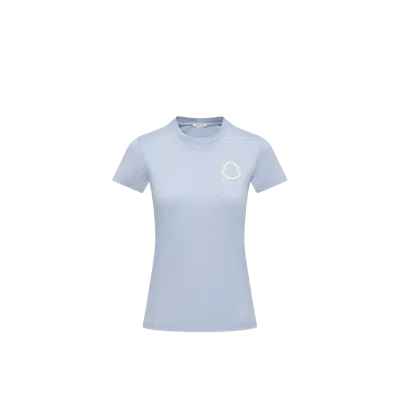 Moncler T-shirt En Coton À Logo Brodé, Femme, Bleu, Taille: Xs In Blue