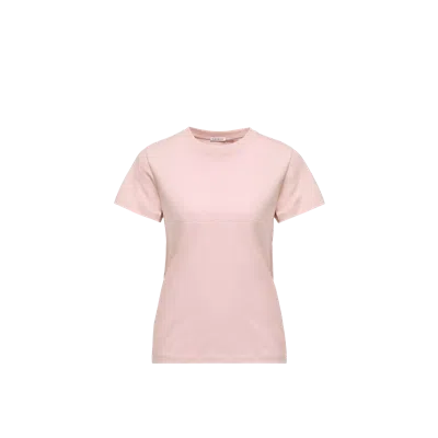 Moncler Cotton Ribbed Crewneck Short-sleeve T-shirt In Pink