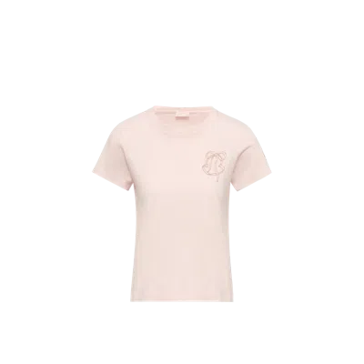Moncler T-shirt En Coton À Logo Brodé, Femme, Rose, Taille: Xs In Pink