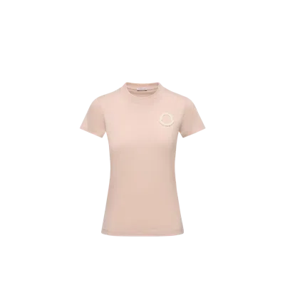 Moncler T-shirt En Coton À Logo Brodé, Femme, Rose, Taille: Xs In Pink