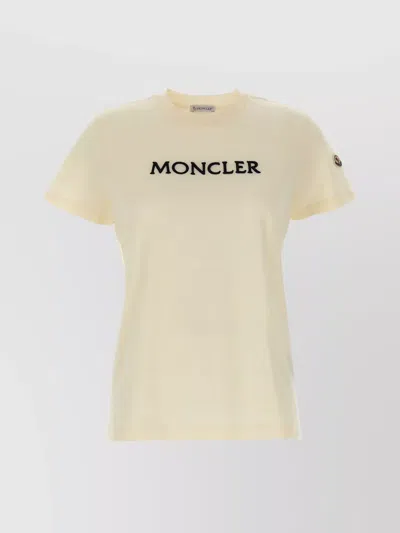 Moncler Embroidered Logo Crew Neck T-shirt In Brown