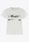 Moncler Cotton T Shirt With Embroidered Cursive Logo In White
