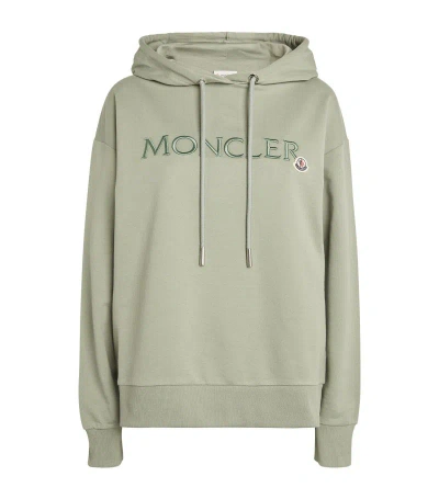 Moncler Embroidered Logo Hoodie In Grey