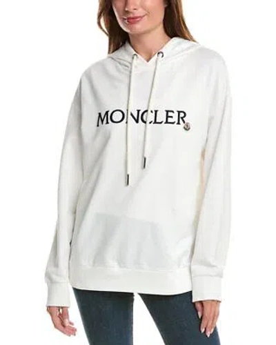 Pre-owned Moncler Embroidered Logo Hoodie Women's White M