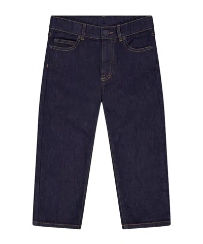 Moncler Embroidered Logo Jeans In Blue