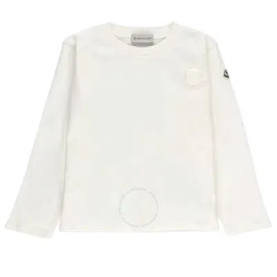 Moncler Embroidered Logo Long Sleeve T-shirt In White