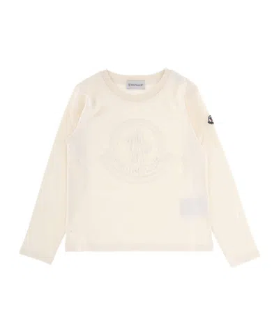 Moncler Embroidered Logo Long-sleeved T-shirt In Nude