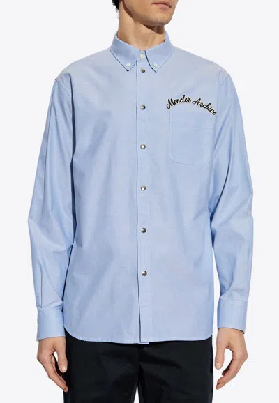 MONCLER EMBROIDERED LOGO OXFORD SHIRT