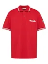 Moncler Lapel Short Sleeve Polo Shirt In Red