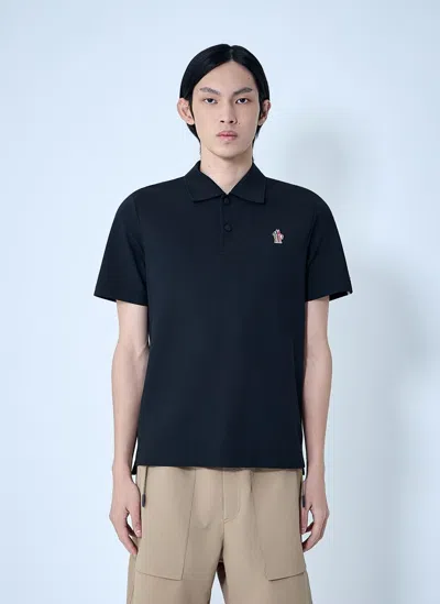 Moncler Embroidered Logo Polo Shirt In Blue