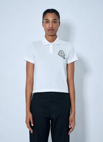Moncler Embroidered Logo Polo Shirt In White