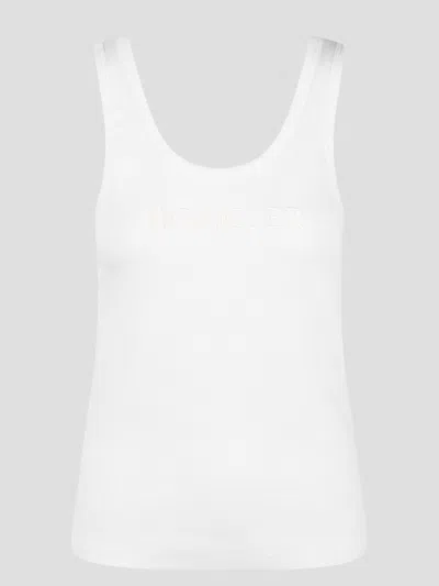 Moncler Embroidered Logo Ribbed Tank Top In White