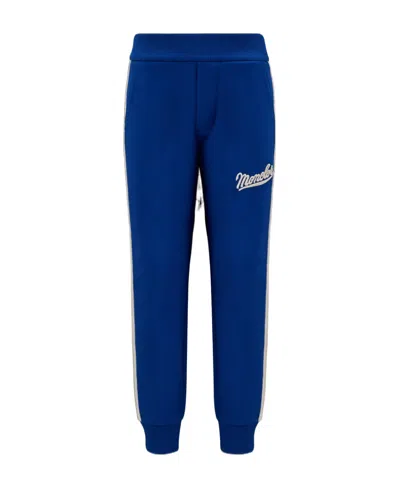 Moncler Embroidered Logo Sweatpants In Blue
