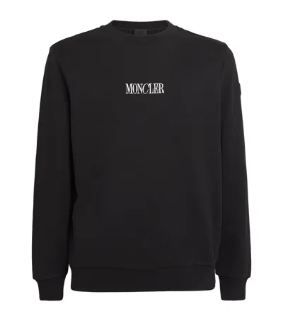 Moncler Embroidered Logo Sweatshirt In Black