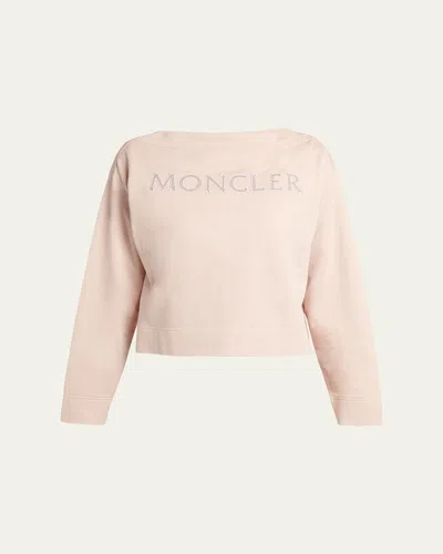 Moncler Embroidered Logo Sweatshirt In Light Pink
