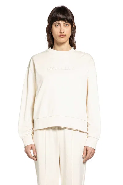 Moncler Embroidered Logo Sweatshirt In Neutral