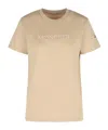 Moncler Ribbed Neutrals Cotton T-shirt With Embossed Logo Details In Neutral