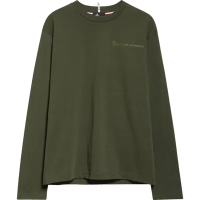 Moncler Embroidered Logo T-shirt In Amber Toned Olive