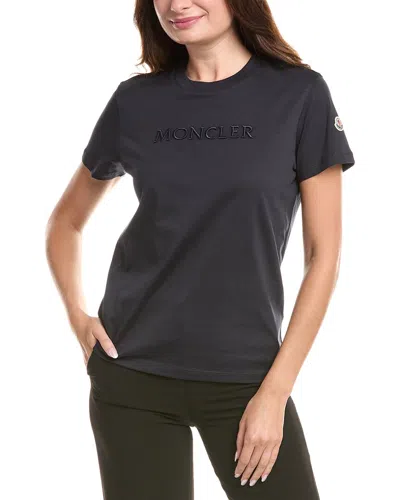 Moncler Embroidered Logo T-shirt In Blue