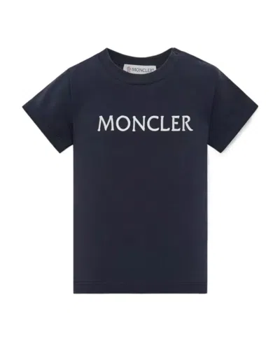 Moncler Embroidered Logo T-shirt In Blue
