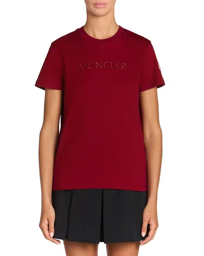 Moncler Embroidered Logo Tee In Red