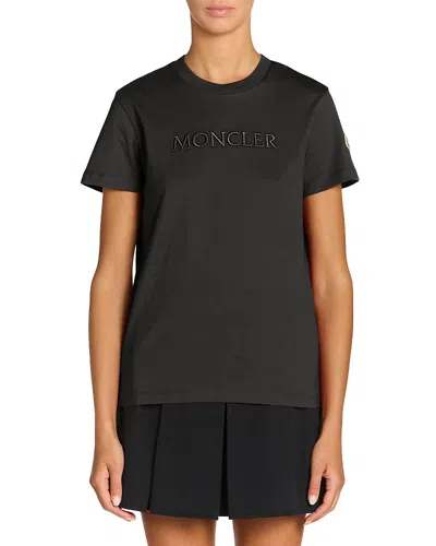 Moncler Embroidered Logo Tee In Black